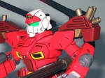 This close up of the head/shoudler area shows the grenade launchers and the G-Cannon Magna head to good effect. The eyes on the kit were clear green plastic painted white on the back to make them really ‘light up’.